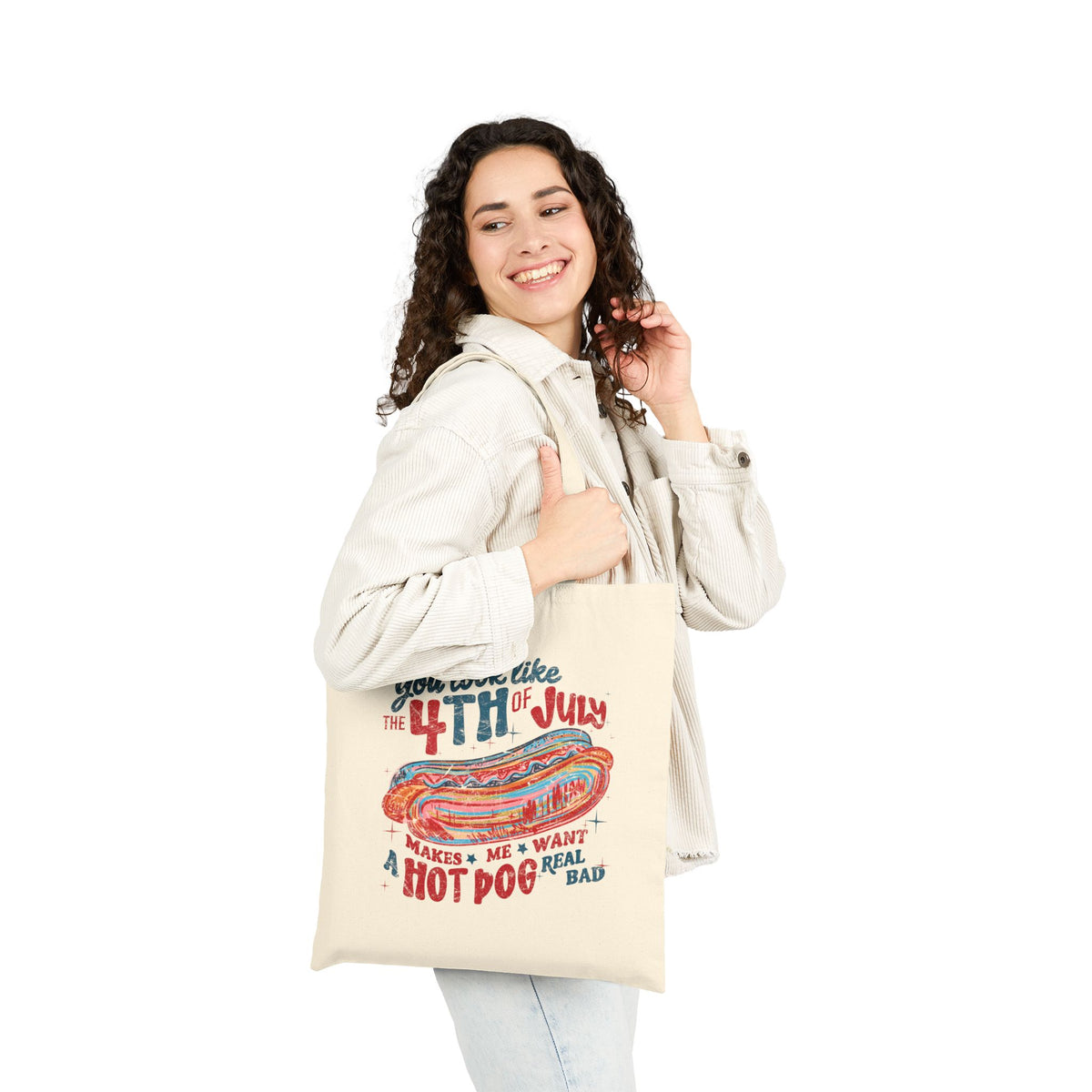 You Look Like the 4th of July Hot Dog Cotton Canvas Tote Bag