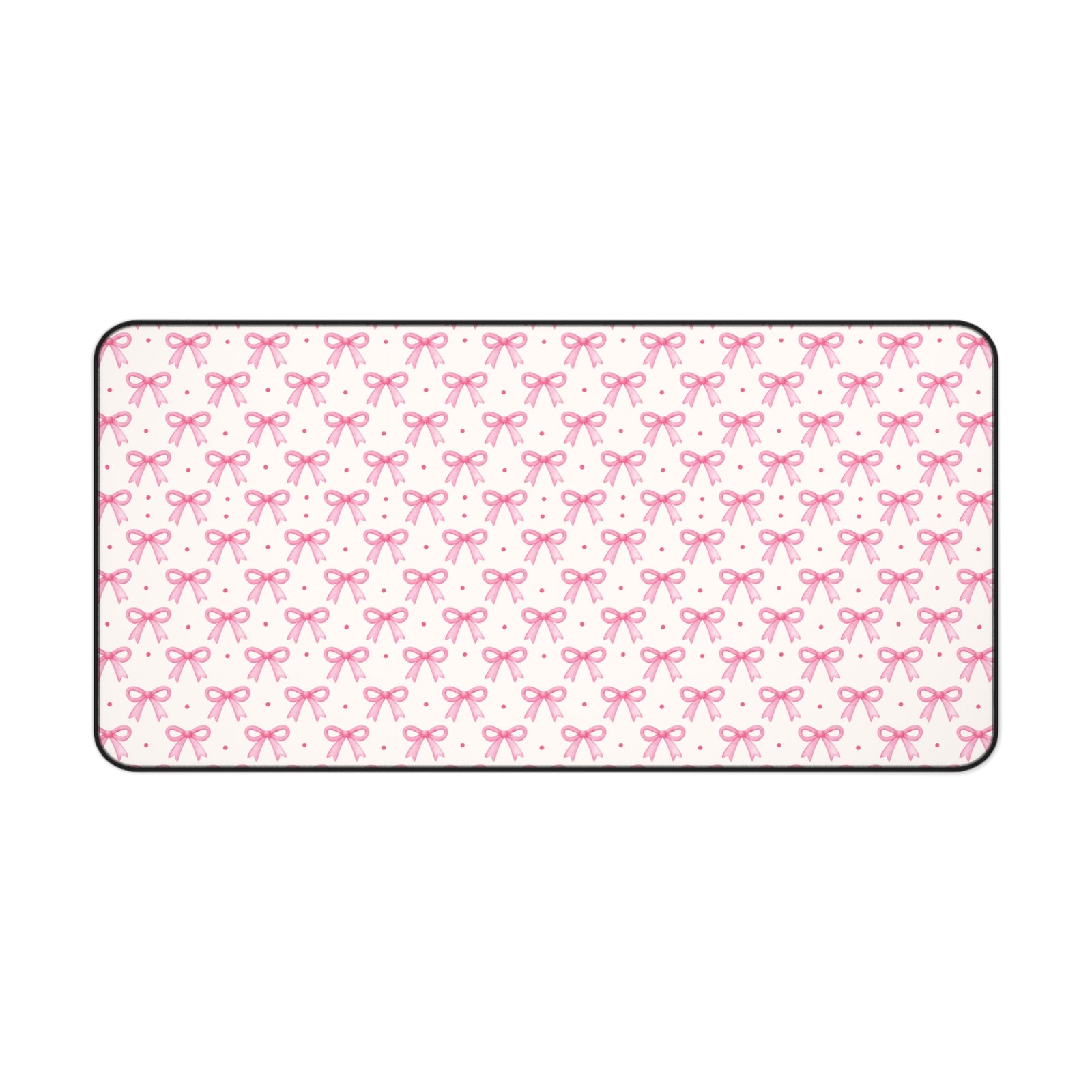 Coquette Bow Desk Mat - Hot Pink & Dot Design for Home Office Decor - Sydney So Sweet
