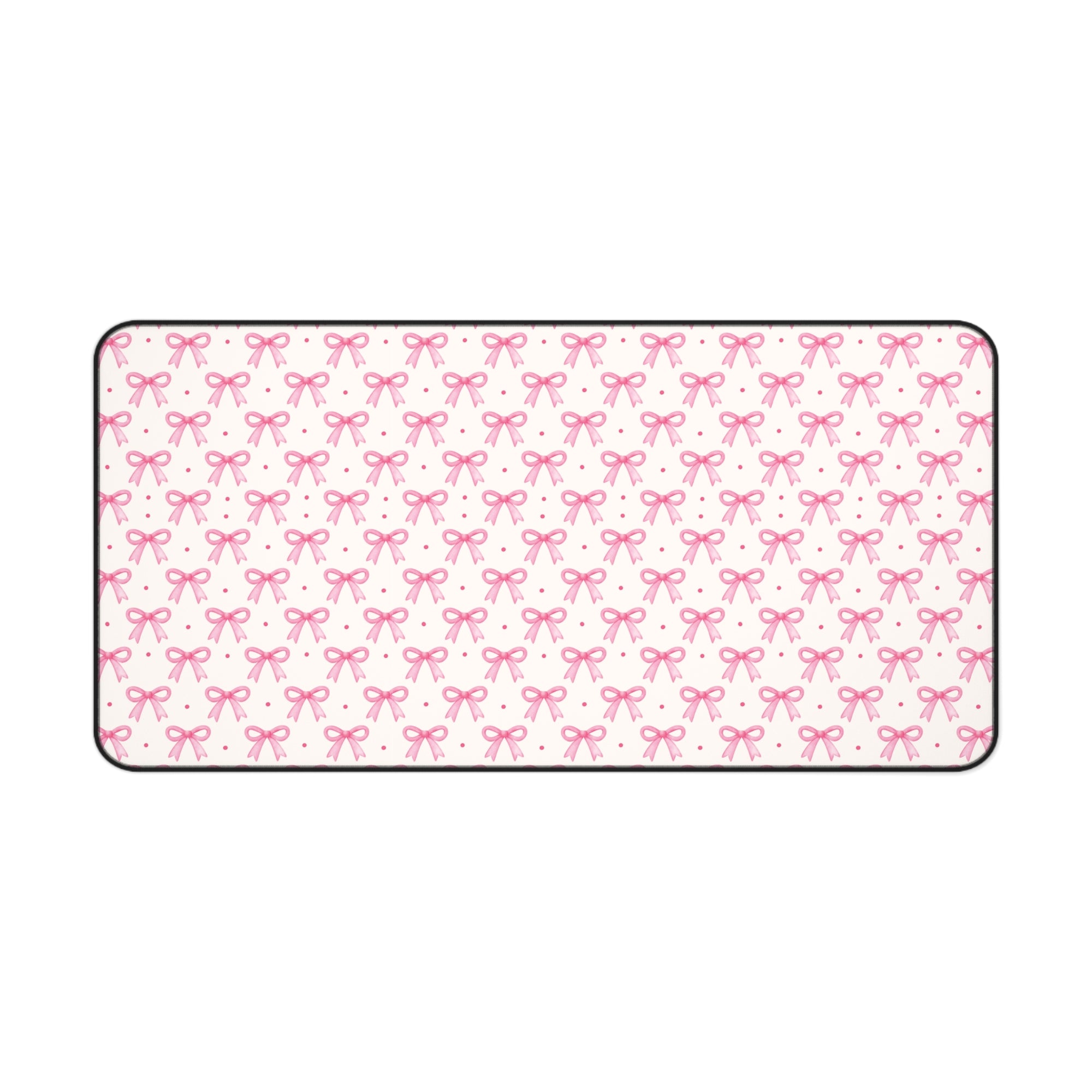 Coquette Bow Desk Mat - Hot Pink & Dot Design for Home Office Decor - Sydney So Sweet