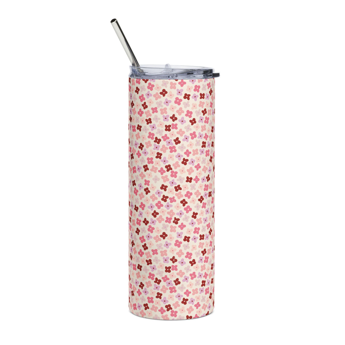 Pink Floral Mosaic 20oz Stainless Steel Tumbler Insulated Travel Cup