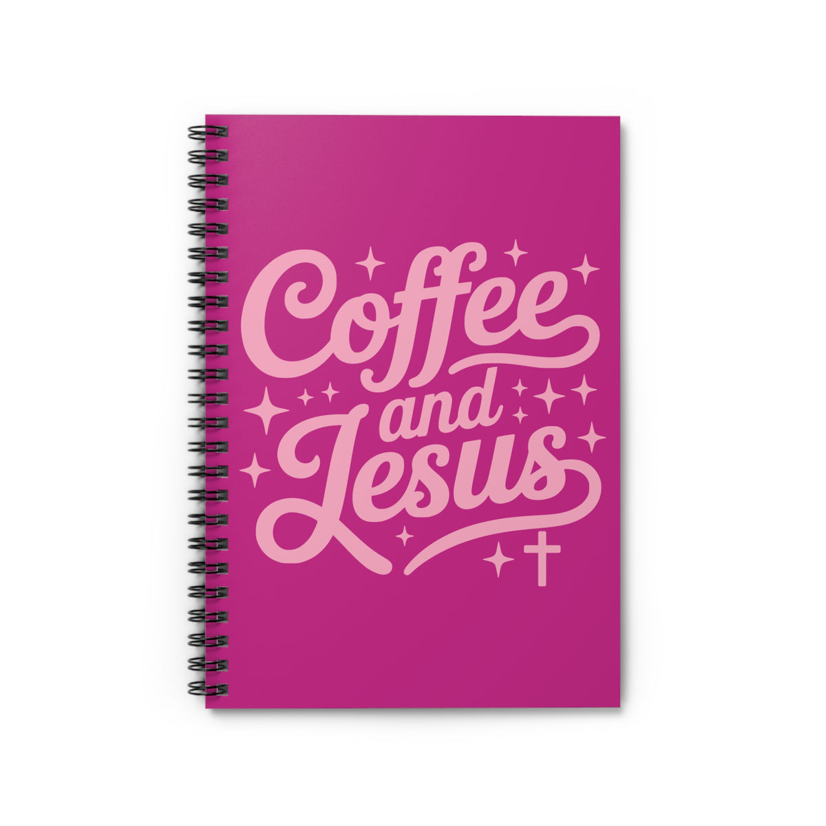 Coffee and Jesus Pink Spiral Ruled Notebook Christian Journal for Bible Study