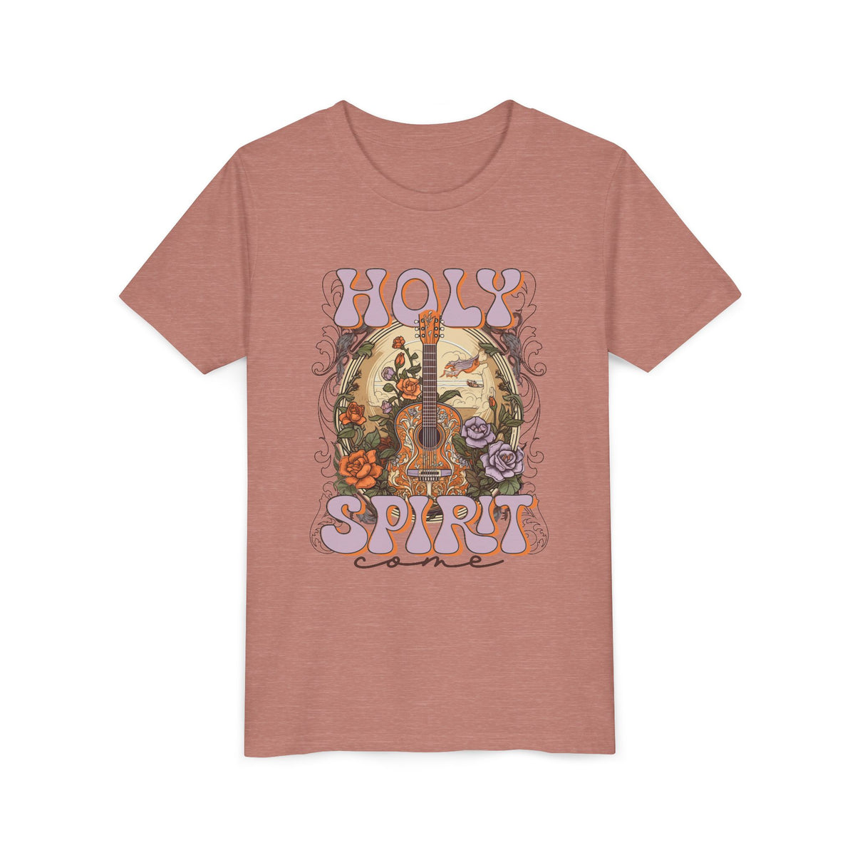 Holy Spirit Come Kids T-Shirt Christian Praise Guitar Graphic Tee