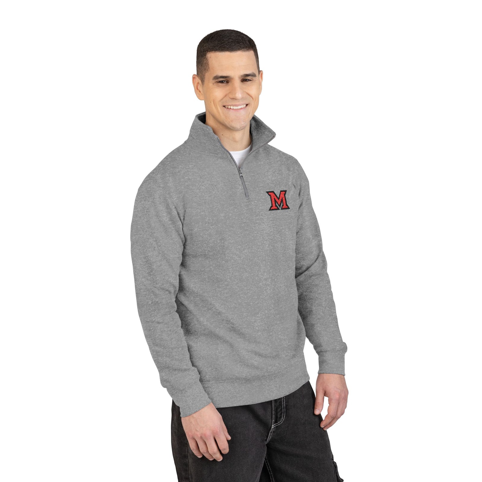 Miami University Embroidered 'M' Quarter-Zip Fleece Pullover Cozy Casual Sweatshirt