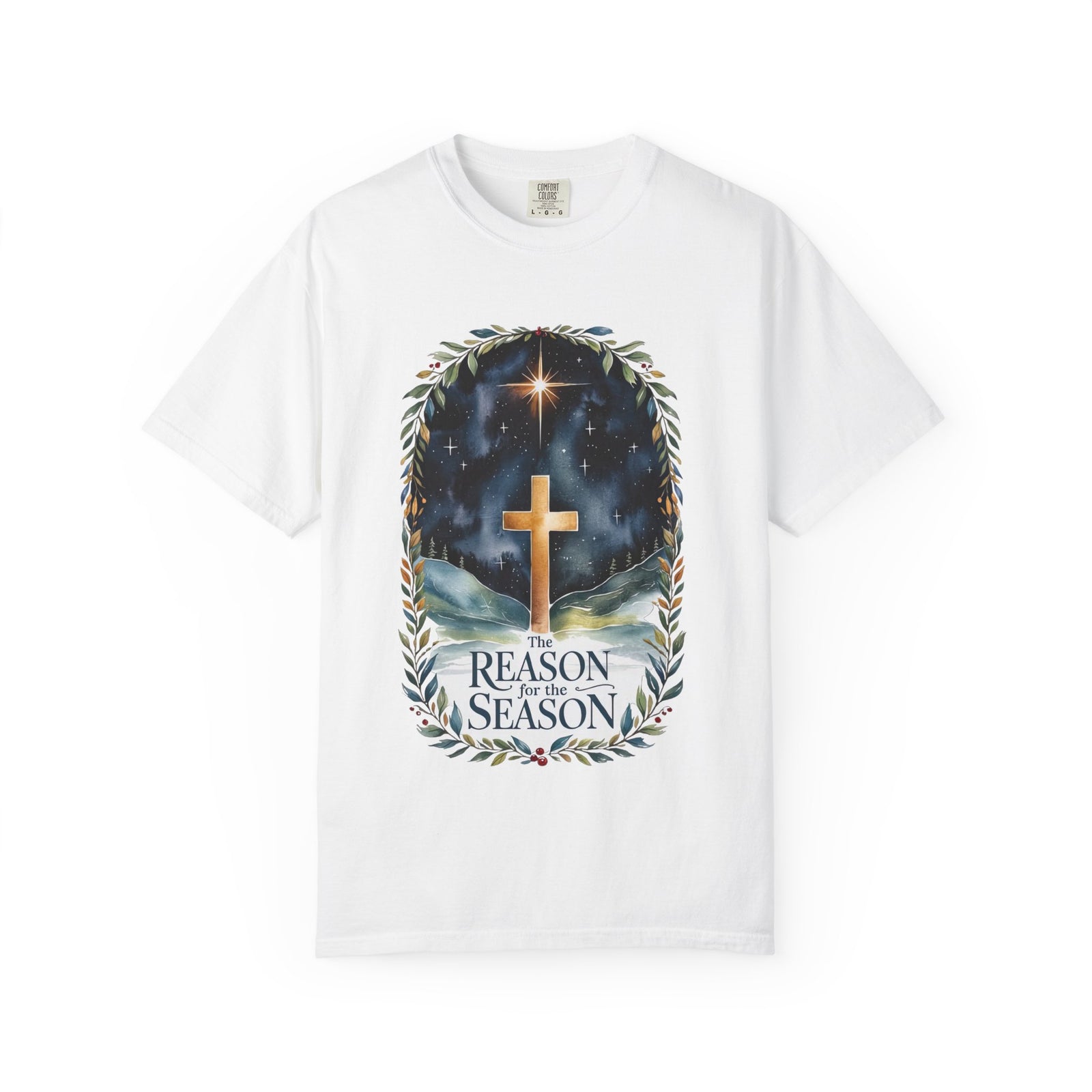 The Reason for the Season Christmas T-Shirt Christian Cross Graphic Tee