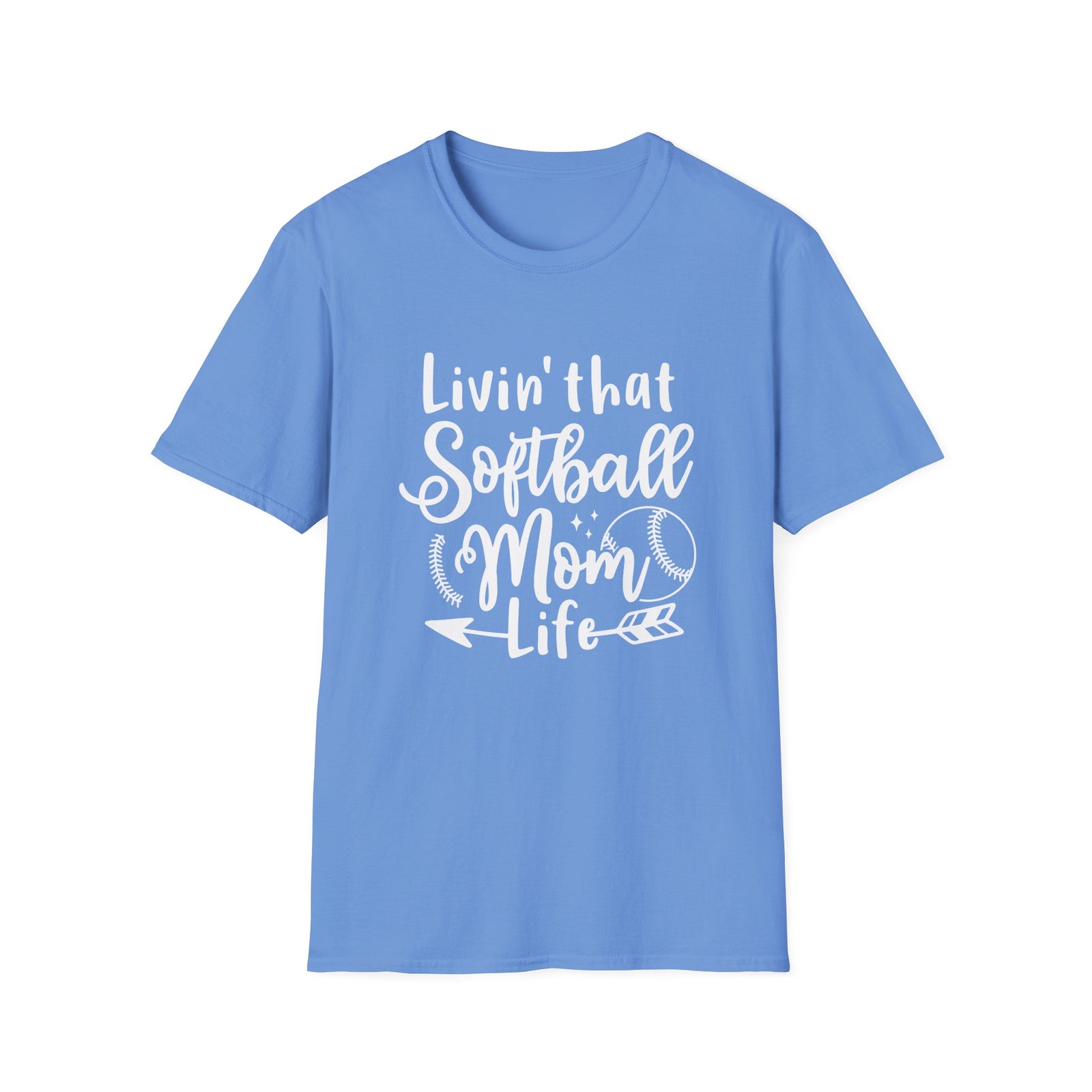 Livin' That Softball Mom Life Graphic T-Shirt Cute Sports Mom Tee (12 Team Colors)