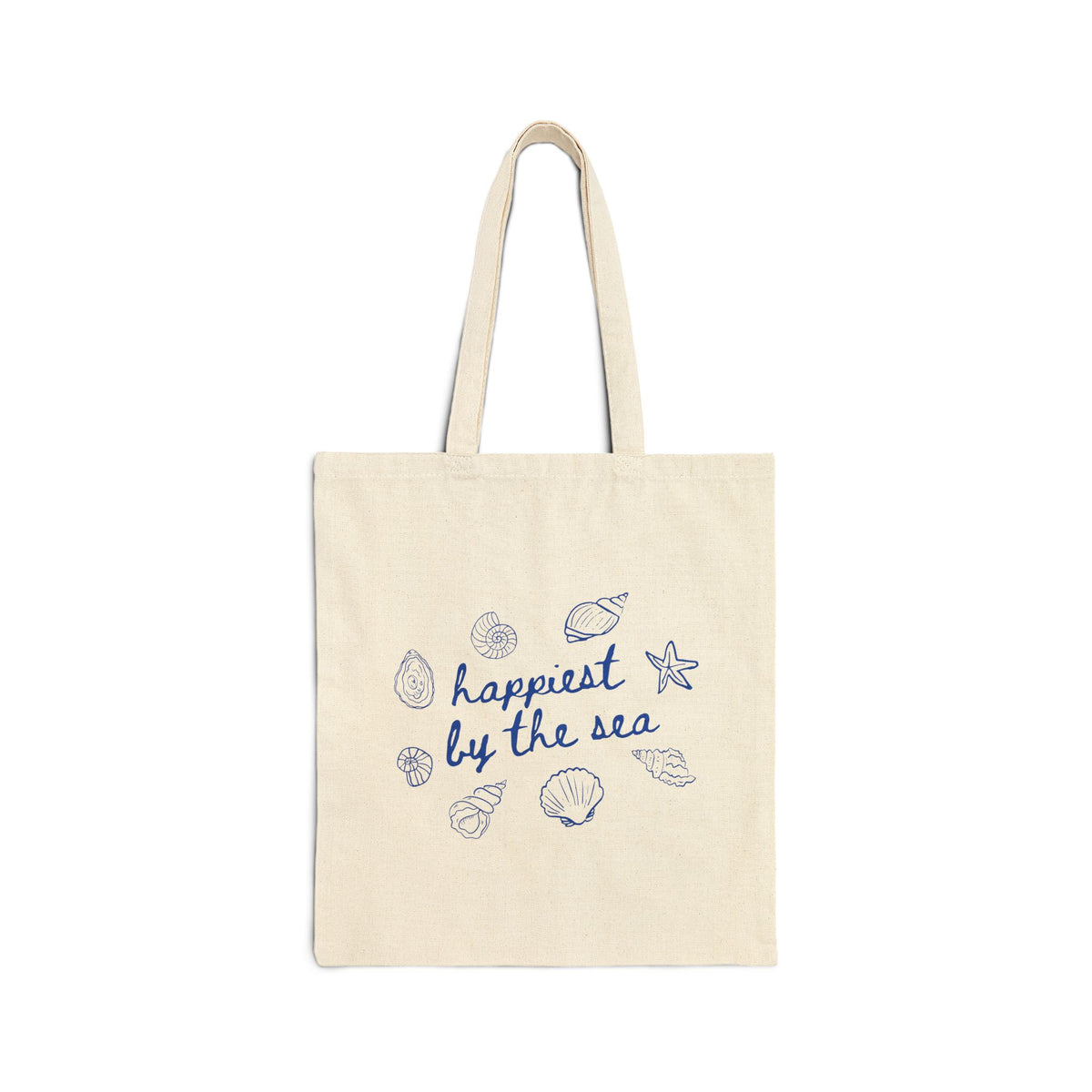Happiest by the Sea Cotton Canvas Beach Tote Bag