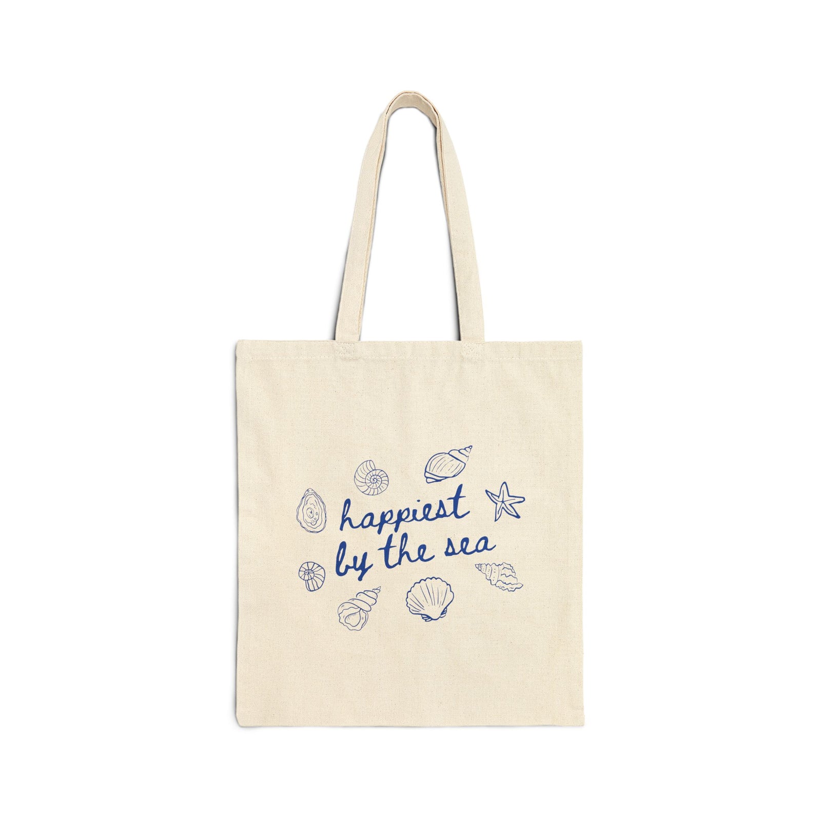 Happiest by the Sea Cotton Canvas Beach Tote Bag