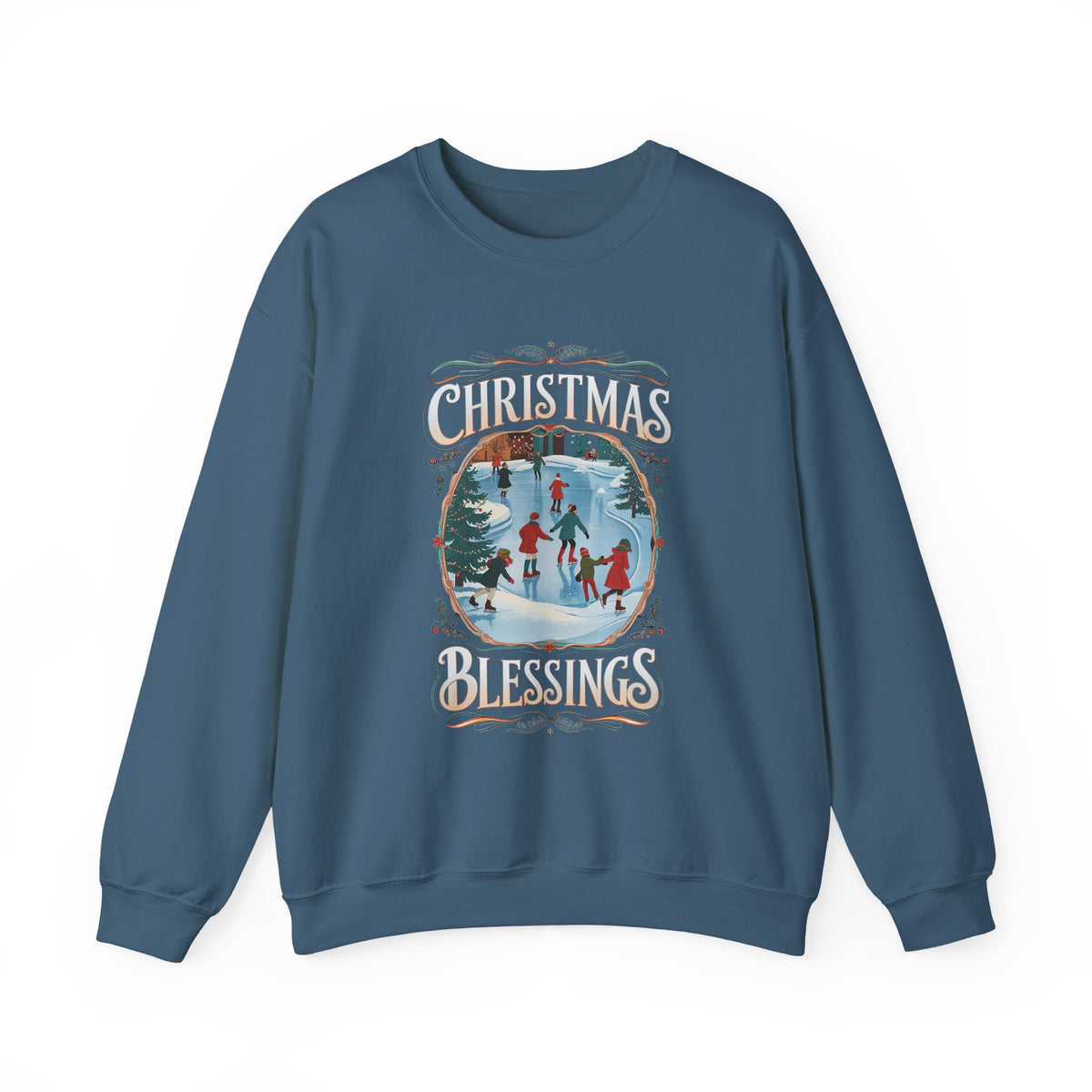 Christmas Blessings Ice Skating Crewneck Unisex Sweatshirt