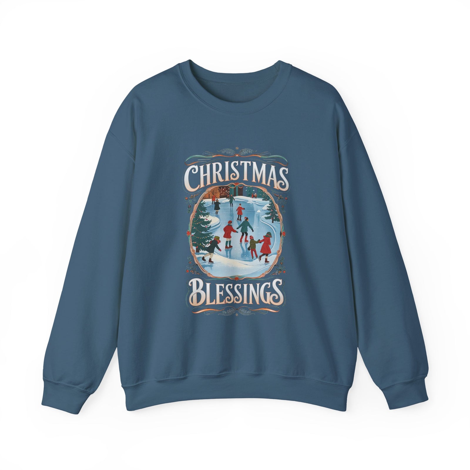Christmas Blessings Ice Skating Crewneck Unisex Sweatshirt