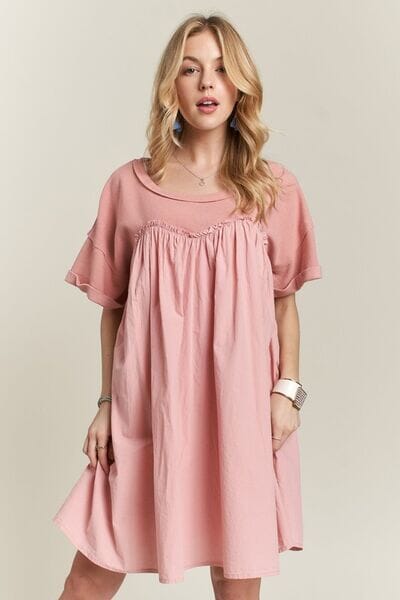 ADORA Round Neck Half Sleeve Babydoll Dress - Sydney So Sweet