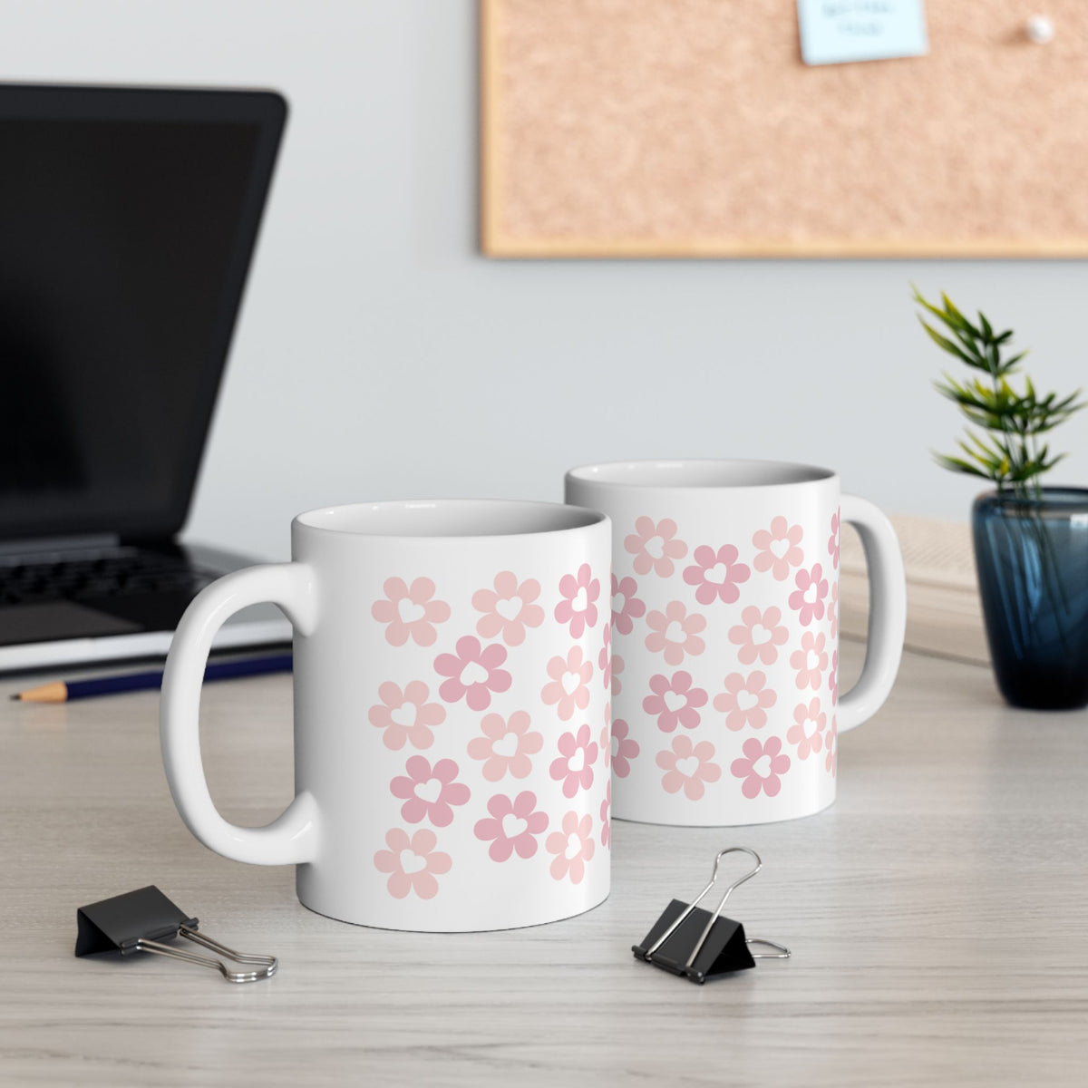 Pink Heart Daisies Mug — Cute Valentine’s Day Coffee Cup (11oz & 15oz) - Sydney So Sweet