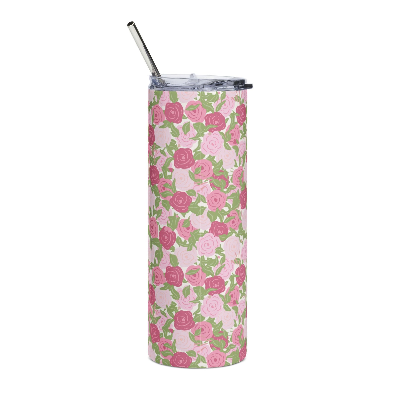 Preppy Pink Rose 20oz Stainless Steel Tumbler Insulated Travel Cup