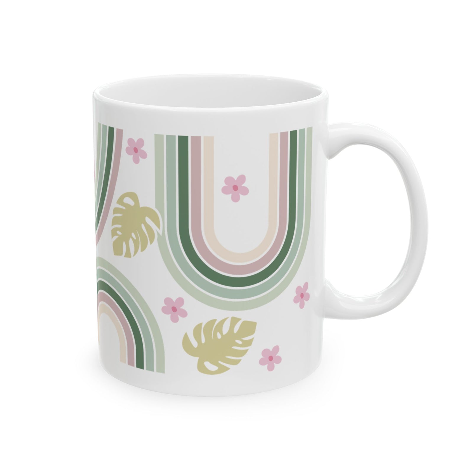 Retro In Bloom Cute Ceramic Mug Coffee Cup (11oz & 15oz)