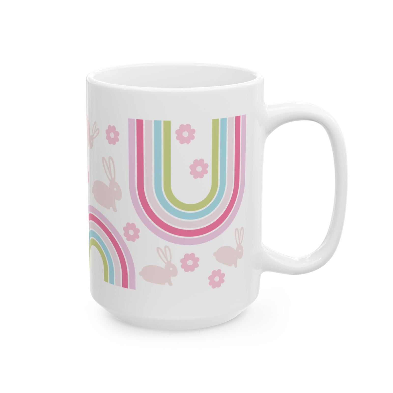 Pastel Bunny Rainbow Cute Ceramic Mug Coffee Cup (11oz & 15oz)
