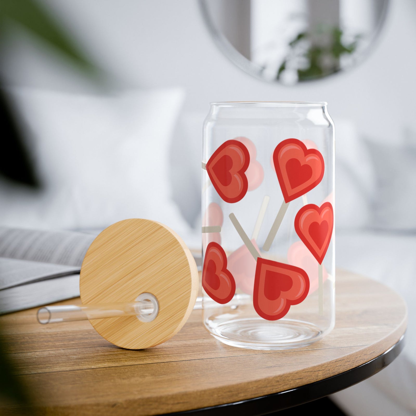 Heart Sucker for You Tumbler Sipper Glass 16oz — Reusable Drink Jar with Lid & Straw - Sydney So Sweet