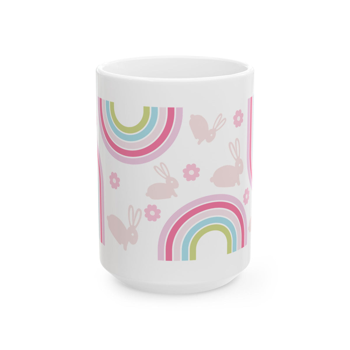Pastel Bunny Rainbow Cute Ceramic Mug Coffee Cup (11oz & 15oz)