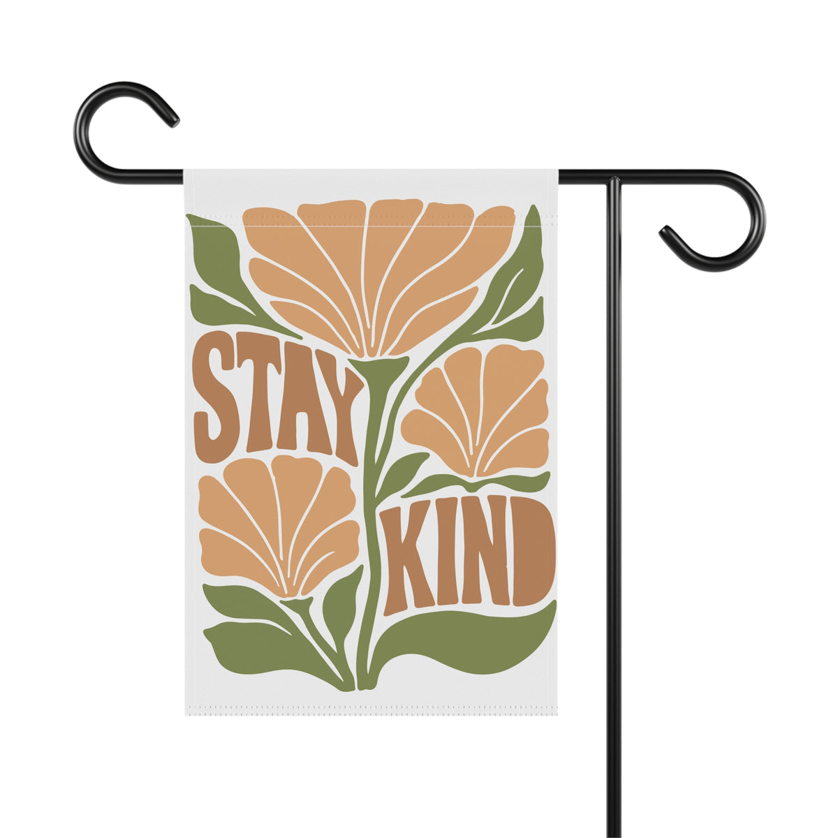 Stay Kind Floral Garden Flag Retro Flower House Banner for Porch & Yard