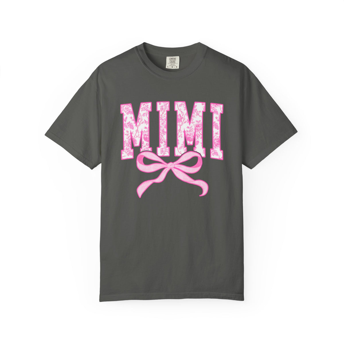 Mimi Coquette Pink Toile Bow T-Shirt Cute Grandmother Graphic Tee