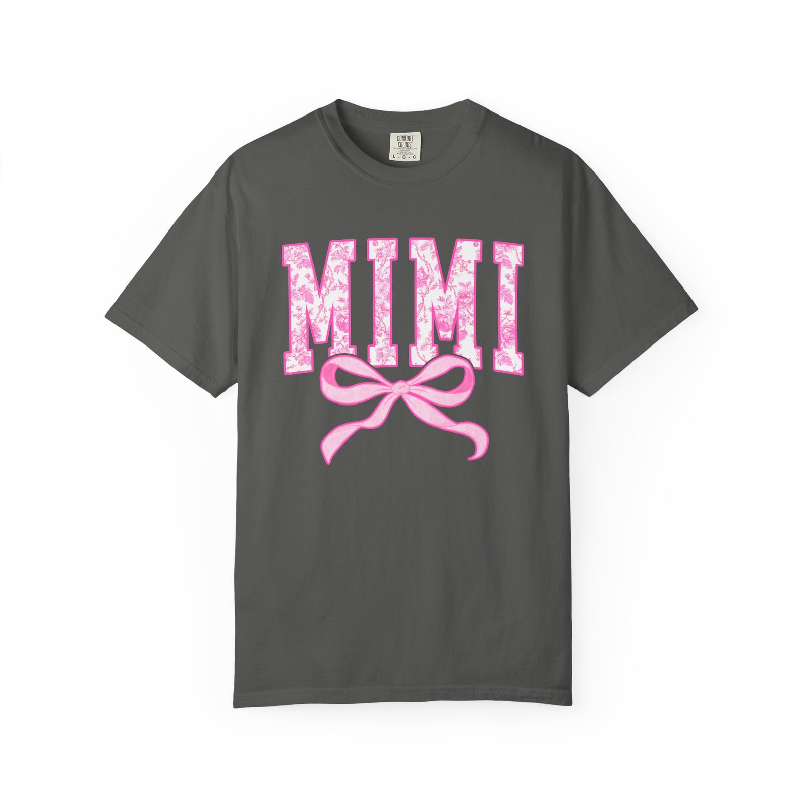 Mimi Coquette Pink Toile Bow T-Shirt Cute Grandmother Graphic Tee
