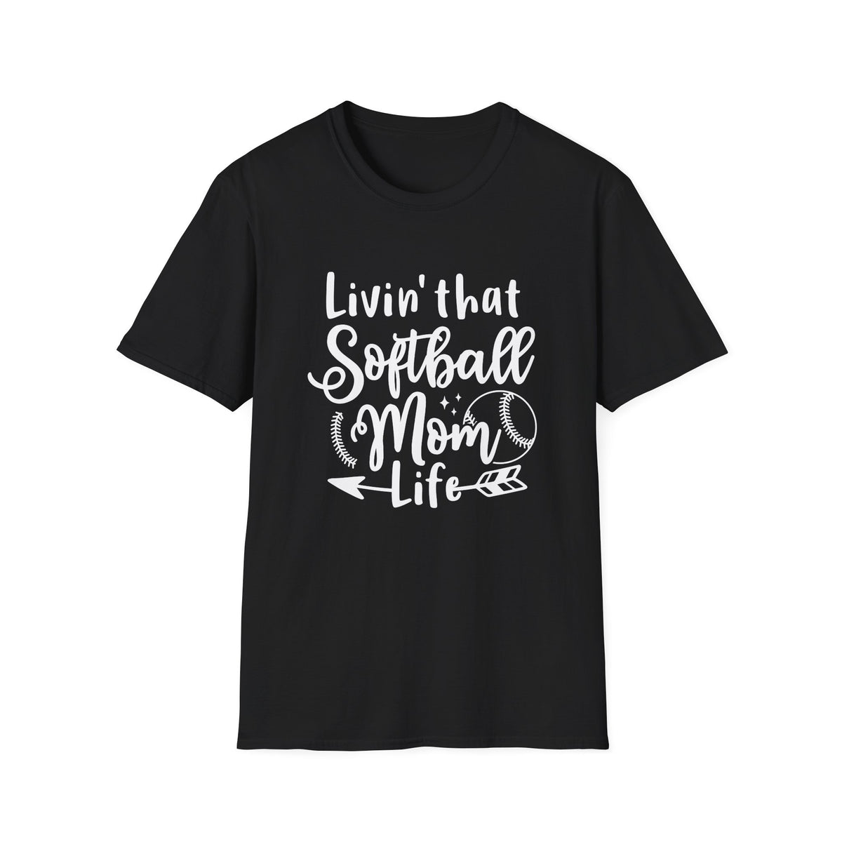 Livin' That Softball Mom Life Graphic T-Shirt Cute Sports Mom Tee (12 Team Colors)