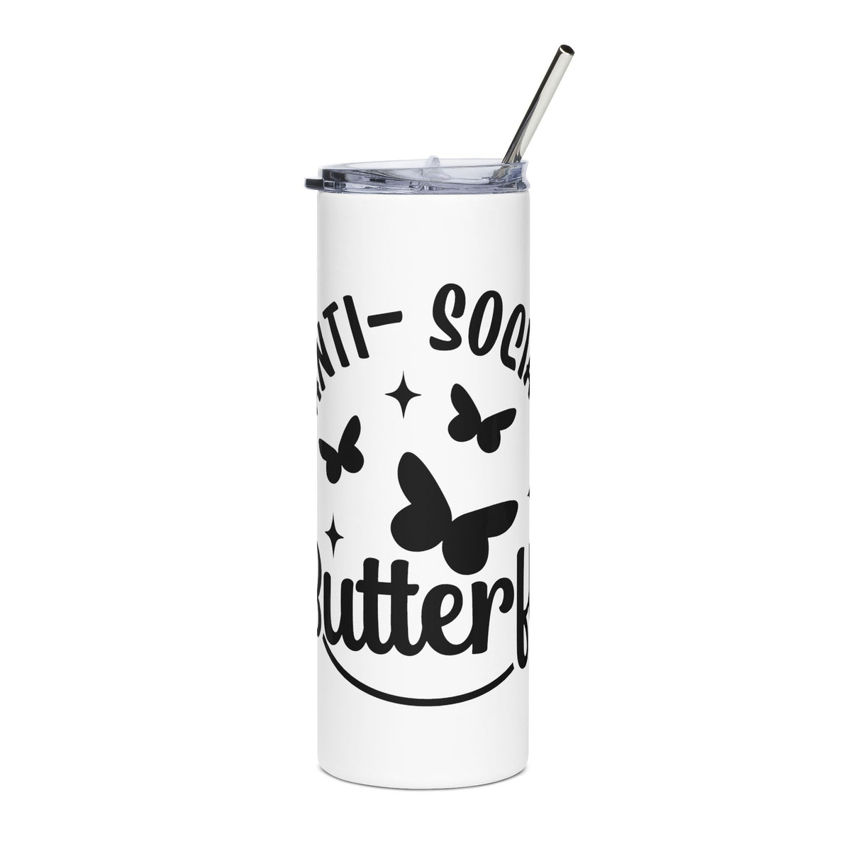Anti-Social Butterfly 20oz Stainless Tumbler Insulated Inspirational Travel Cup