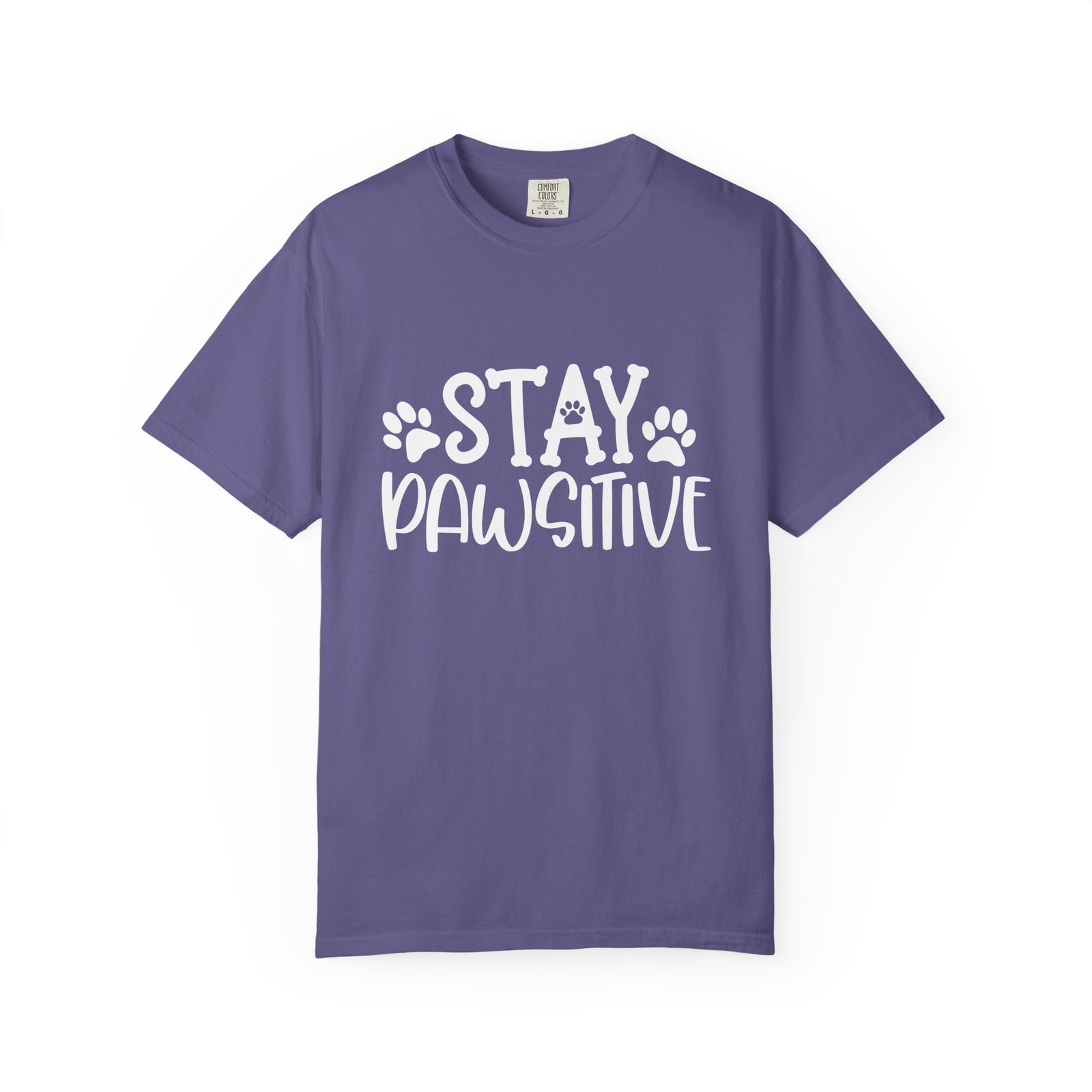 Stay Paw-sitive Paw Print T-Shirt Cute Dog Mom Graphic Tee