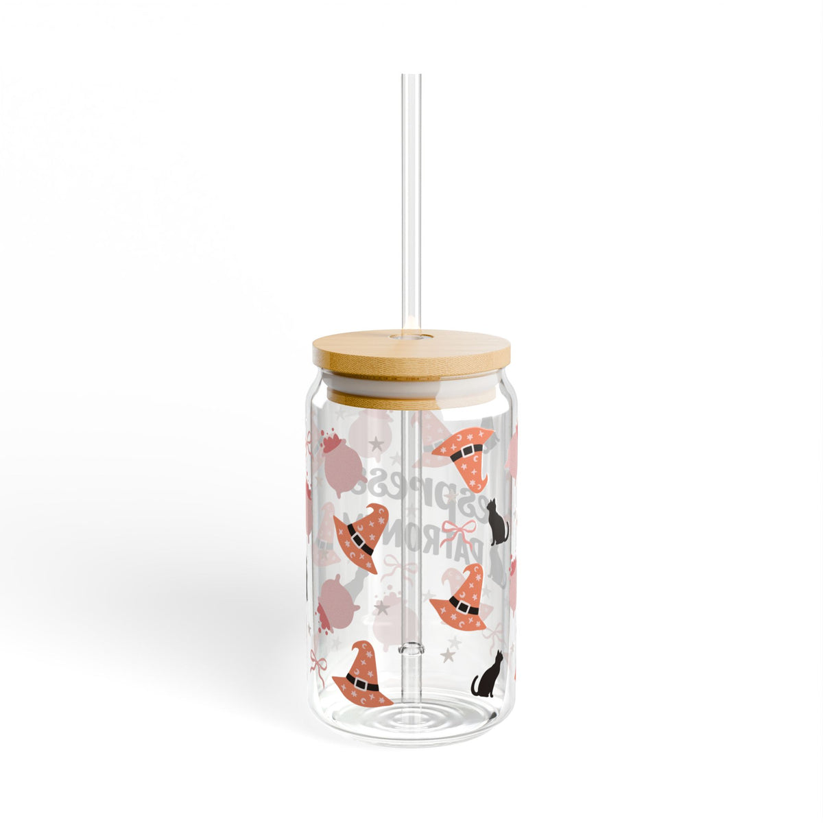 Espresso Patronum Halloween Brew Sipper Glass 16oz Reusable Drink Jar with Lid & Straw
