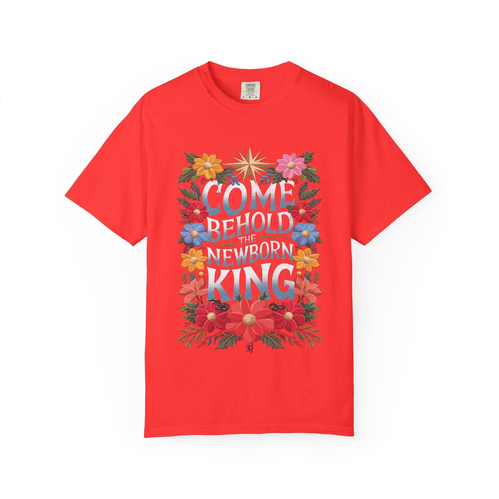 Come & Behold the Newborn King Christmas T-Shirt Christian Graphic Tee