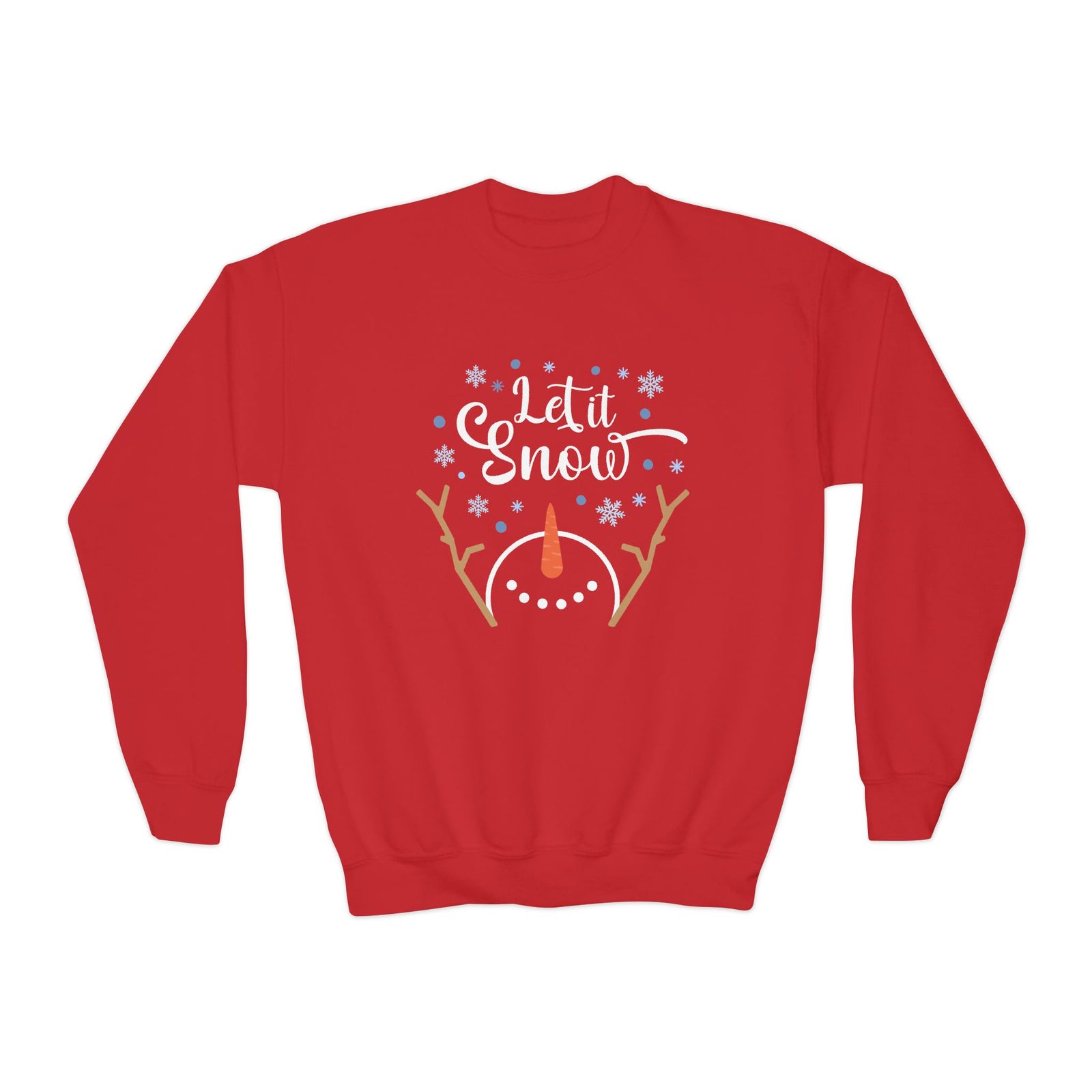 Let it Snow Happy Snowman Winter Crewneck Unisex Youth Sweatshirt