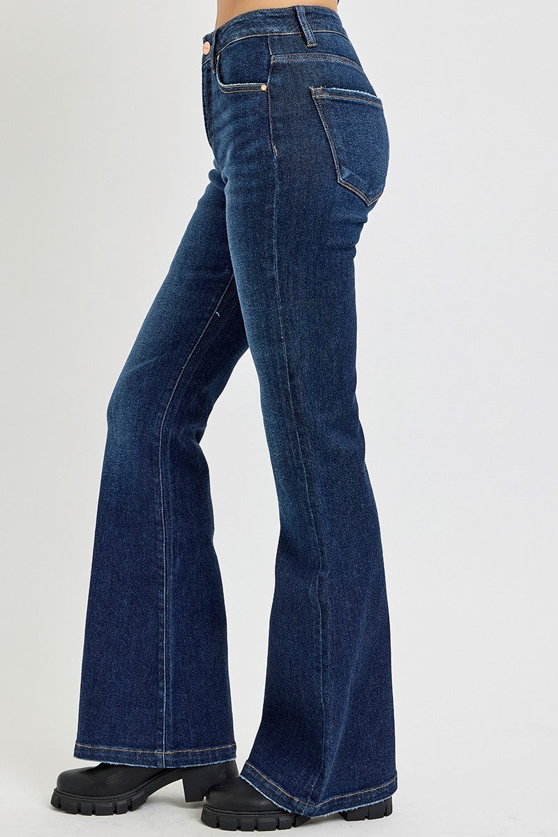 RISEN Full Size High Rise Flare Jeans with Pockets - Sydney So Sweet