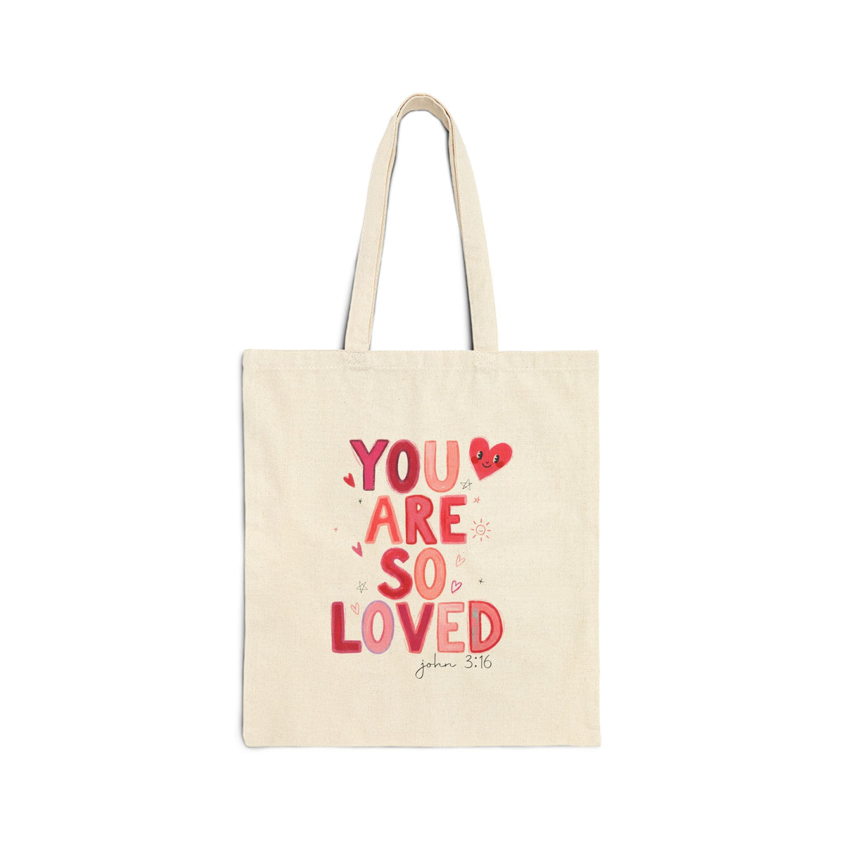 You Are So Loved John 3:16 Heart Christian Cotton Canvas Tote Bag