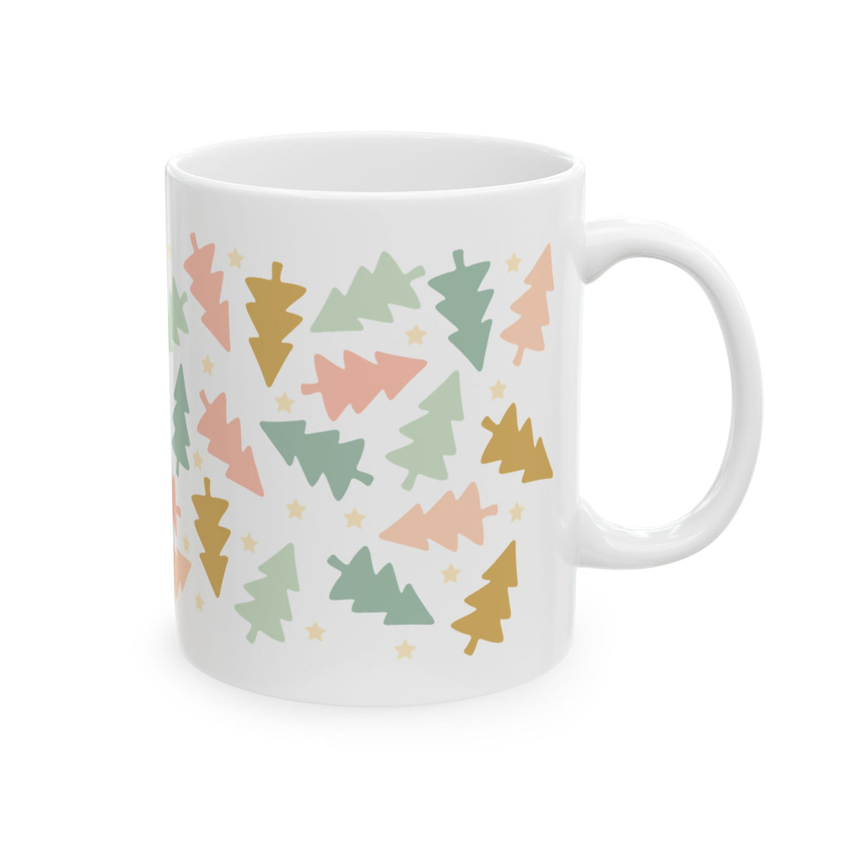 Vintage Christmas Trees Ceramic Mug Coffee Cup (11oz & 15oz)
