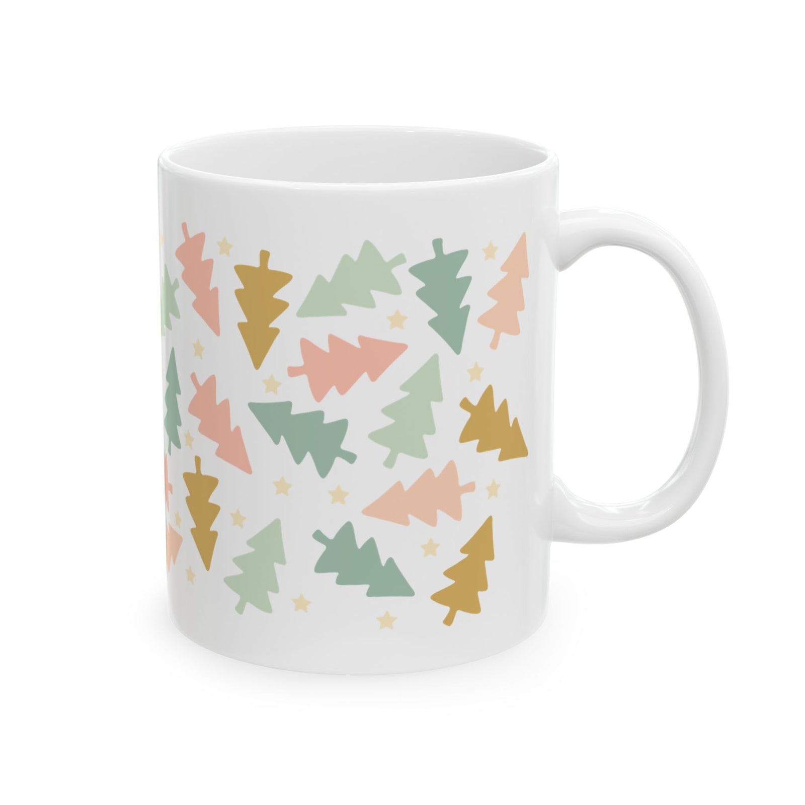 Vintage Christmas Trees Ceramic Mug Coffee Cup (11oz & 15oz)