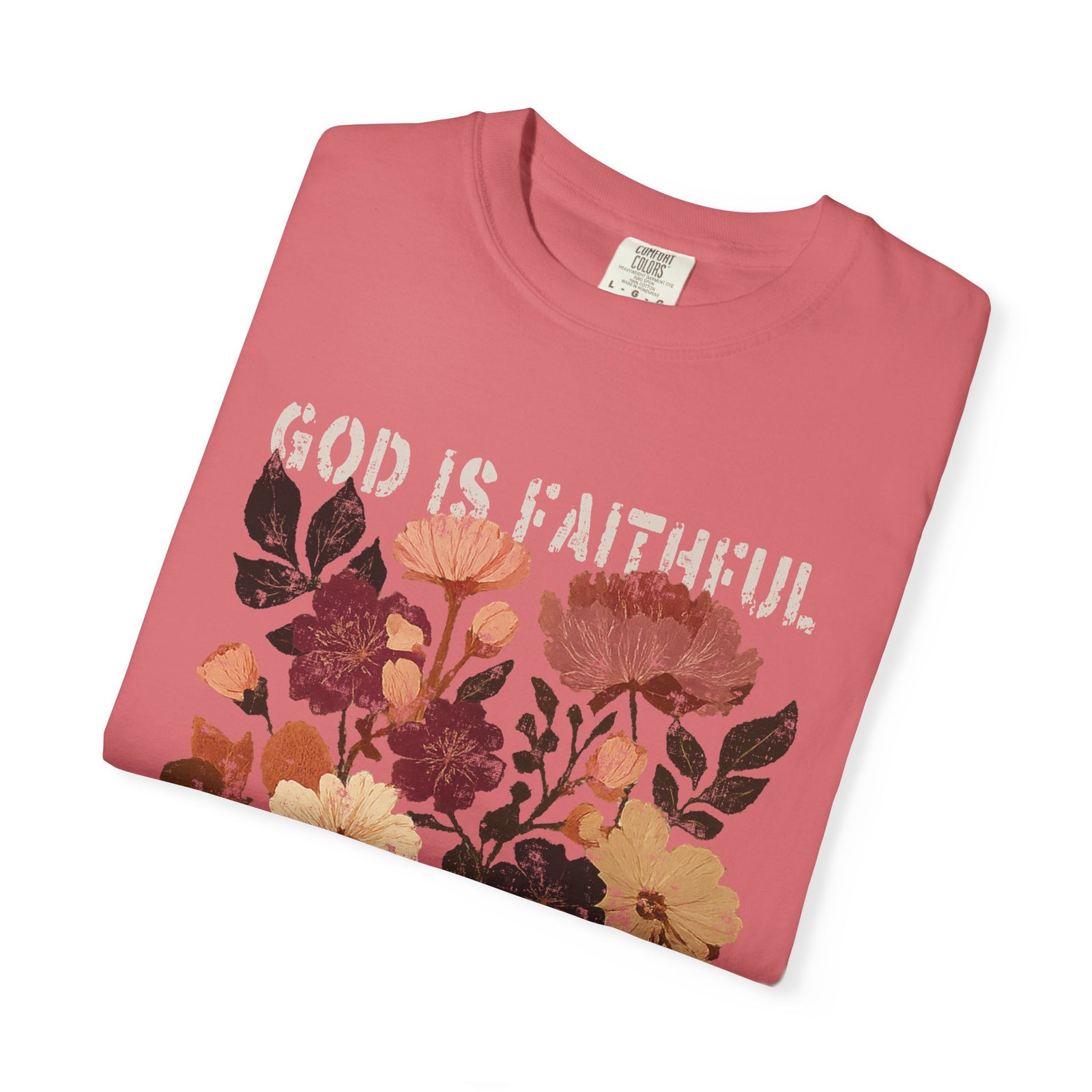 God is Faithful Floral Pumpkin T-Shirt Christian Distressed Fall Graphic Tee