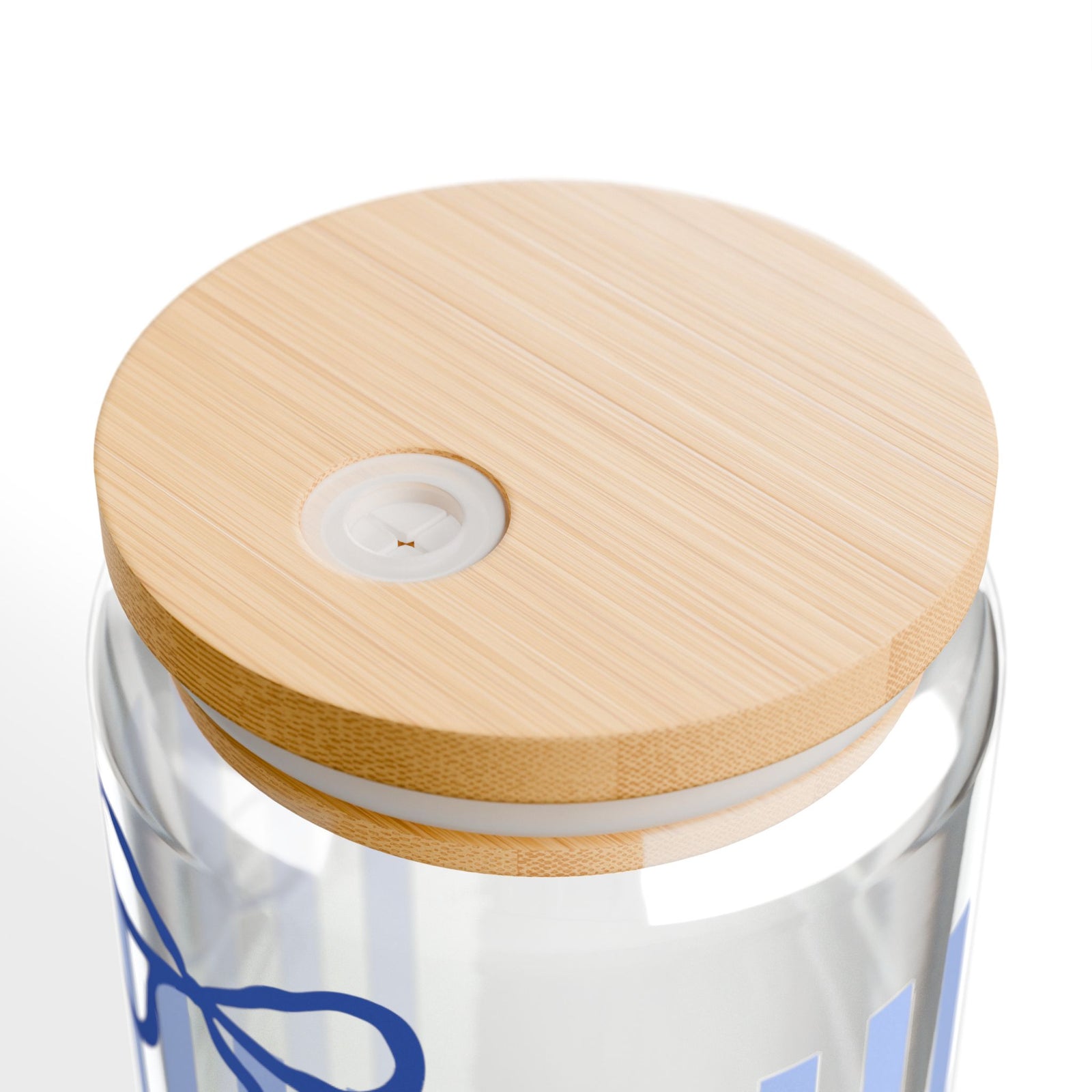 Tired Mom Club Blue Striped Sipper Glass 16oz Reusable Drink Jar with Lid & Straw