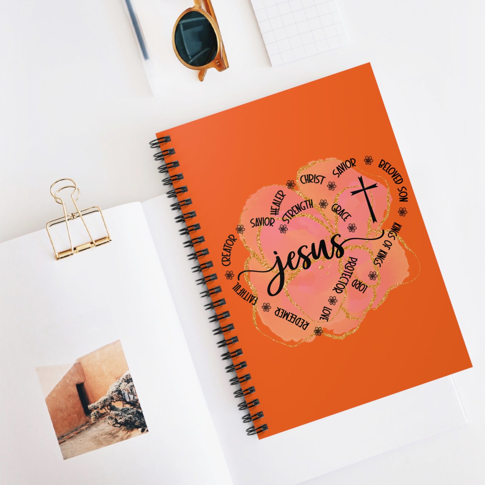 Jesus Strength & Grace Watercolor Spiral Ruled Notebook Christian Faith Journal