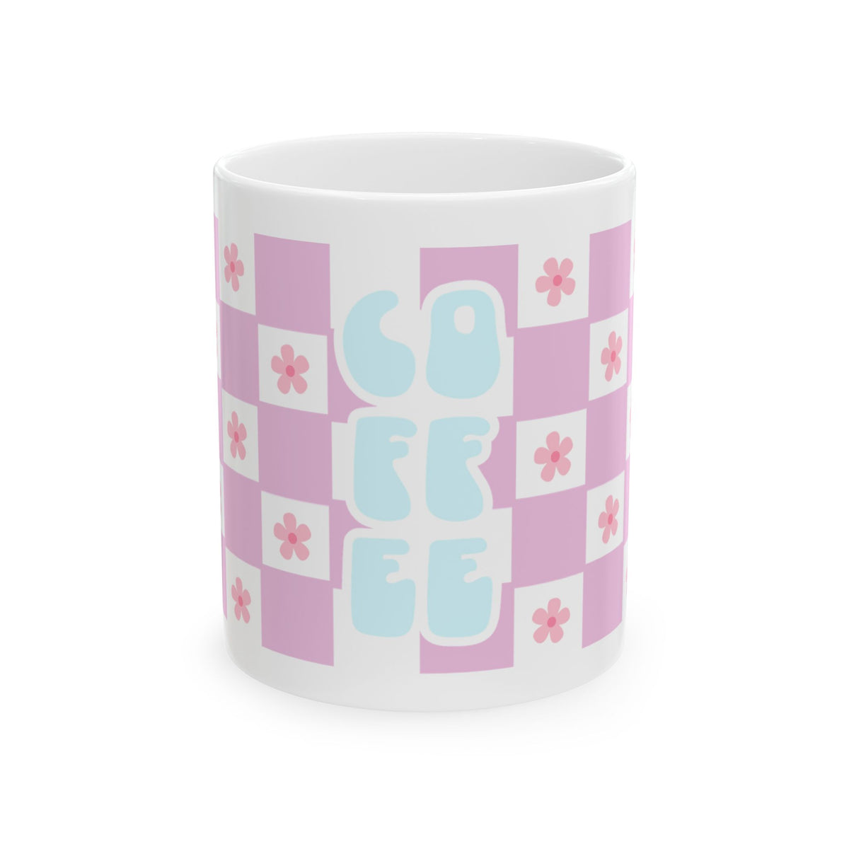 Coffee Checkerboard Cute Ceramic Mug Coffee Cup (11oz & 15oz) - Sydney So Sweet