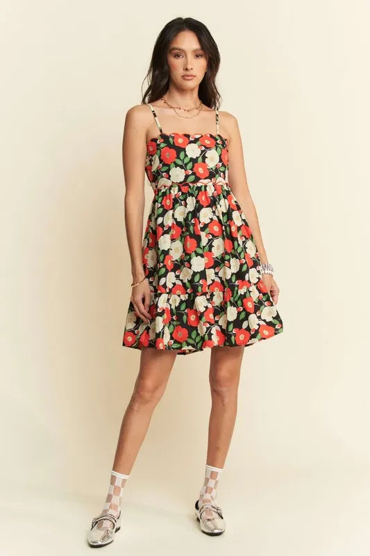 Davi & Dani Floral Scalloped Cutout Back Mini Dress - Sydney So Sweet