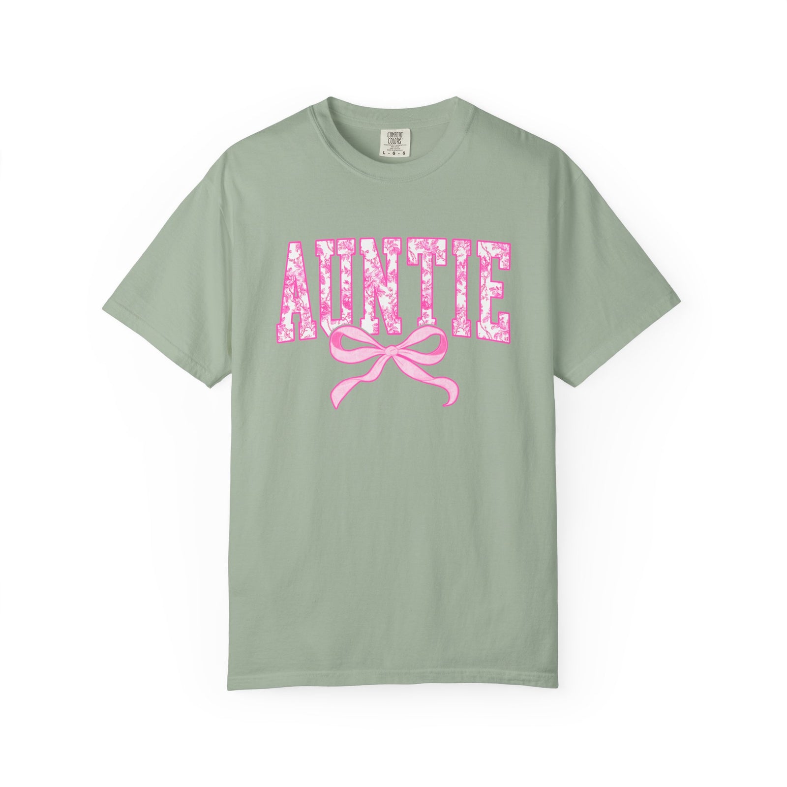 Auntie Coquette Pink Toile Bow T-Shirt Cute Aunt Graphic Tee