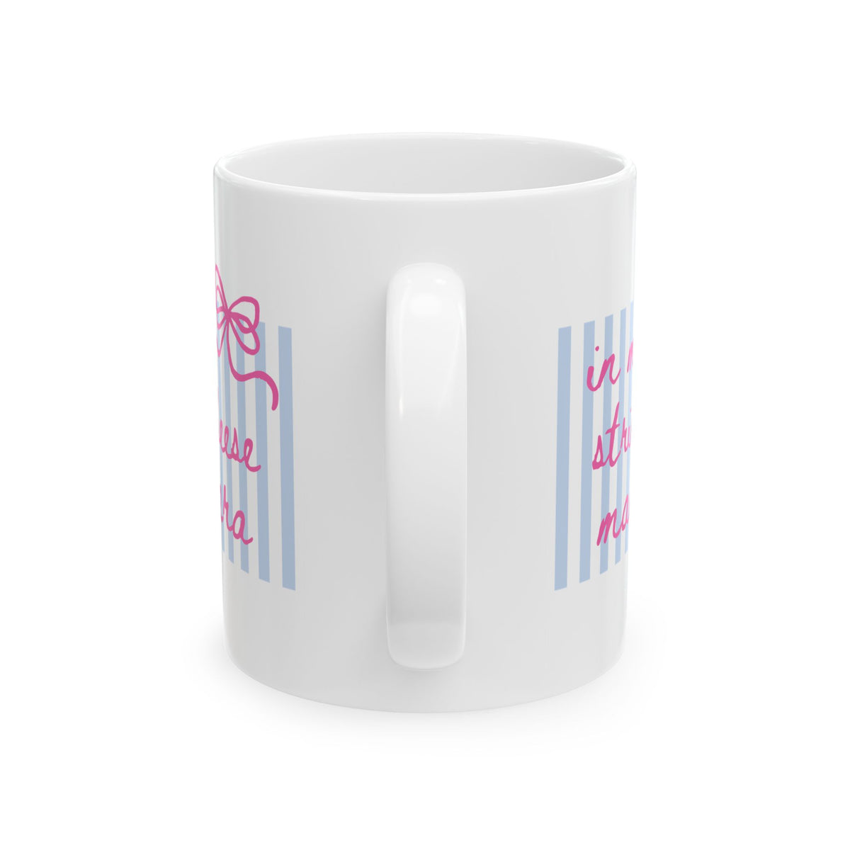 In My String Cheese Mama Era Striped Pink Bow Ceramic Mug Coffee Cup (11oz & 15oz)