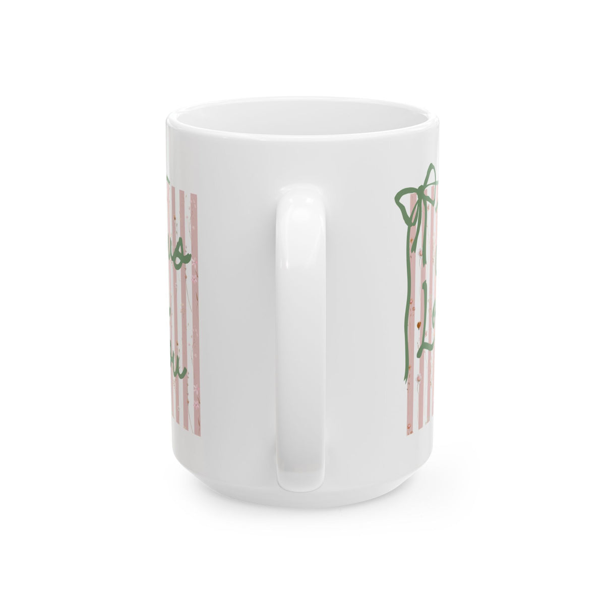 Jesus Loves You Pink Stripe Inspirational Ceramic Mug Coffee Cup (11oz & 15oz)