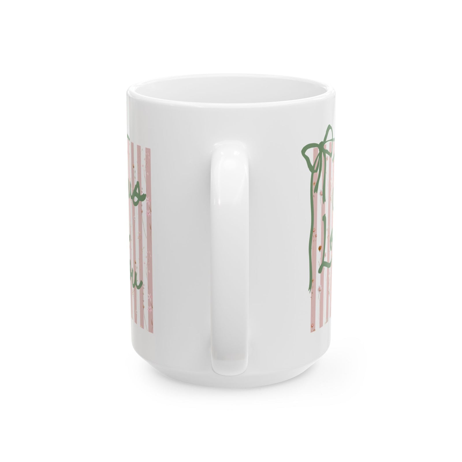 Jesus Loves You Pink Stripe Inspirational Ceramic Mug Coffee Cup (11oz & 15oz)