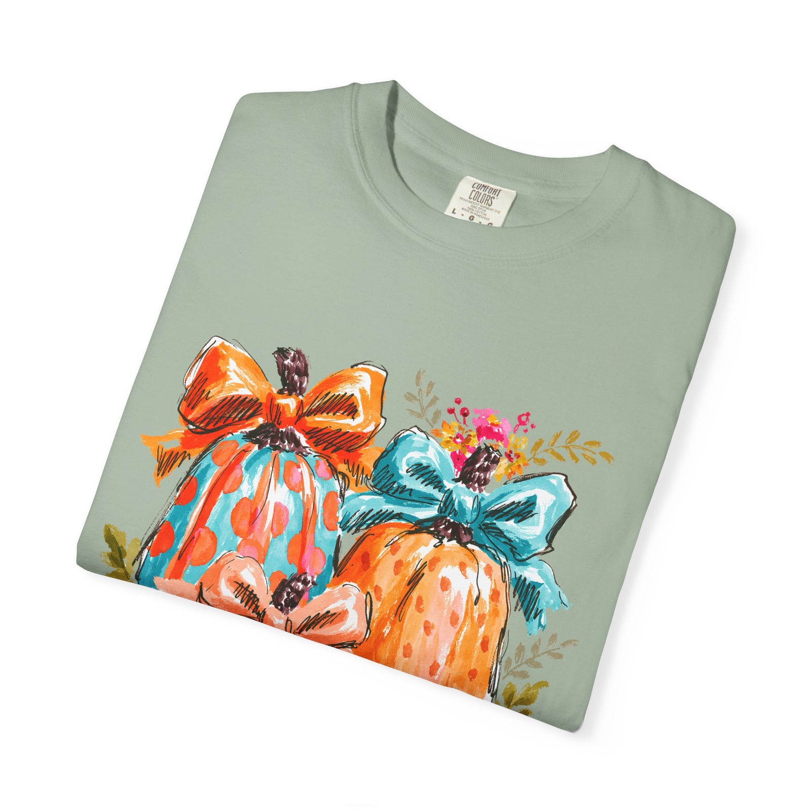 Floral Preppy Coquette Fall Pumpkin T-Shirt Cute Watercolor Graphic Tee