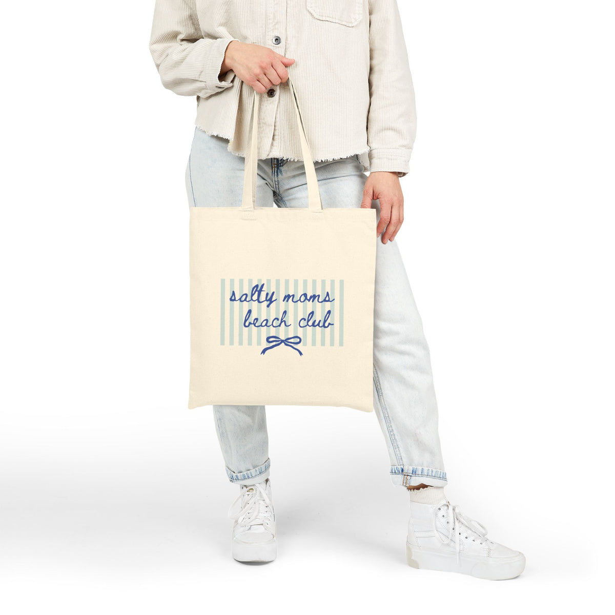 Salty Moms Beach Club Beach Club Cotton Canvas Tote Reusable Bag