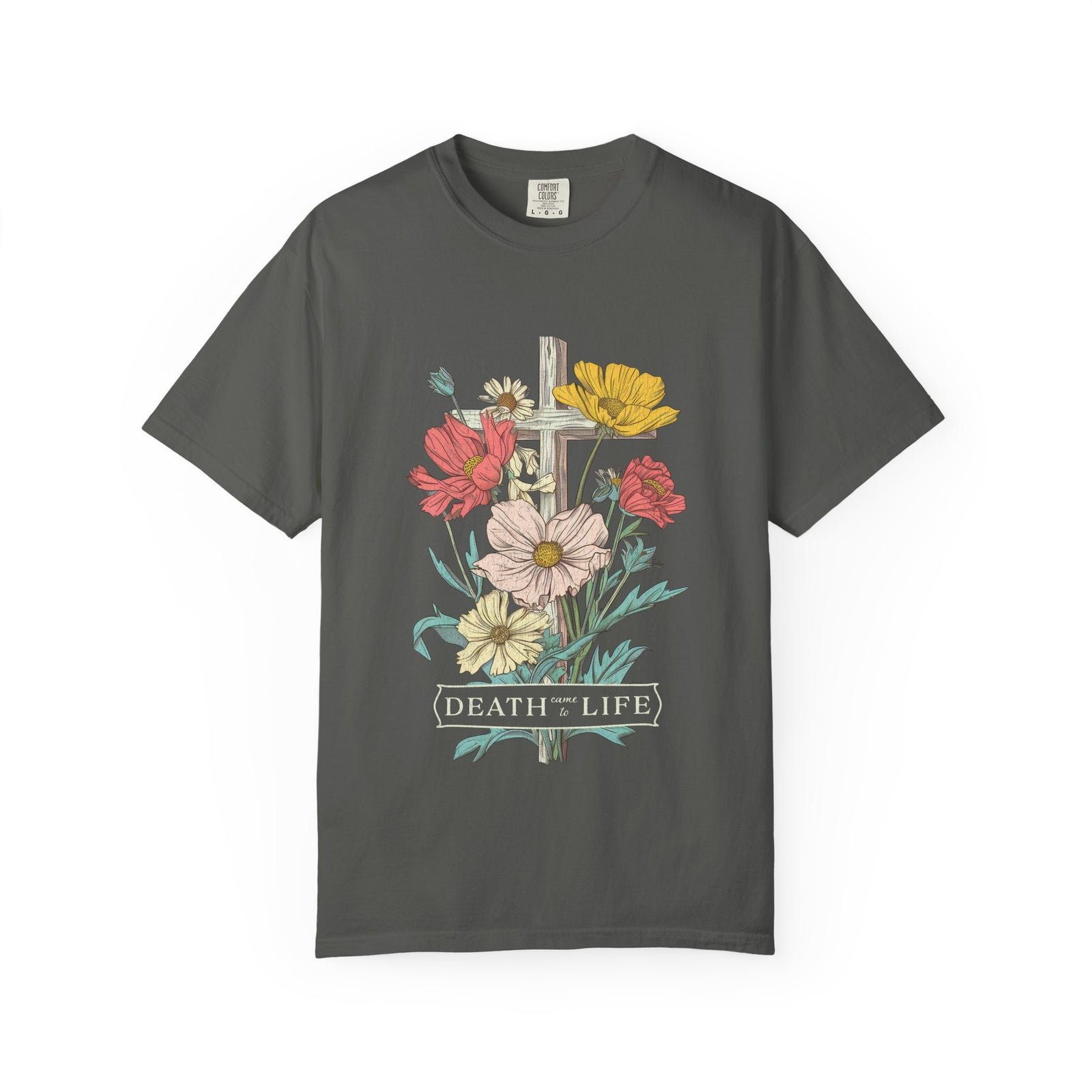 Death Has Come to Life Floral Cross Easter Unisex Tee Christian Distressed T-Shirt