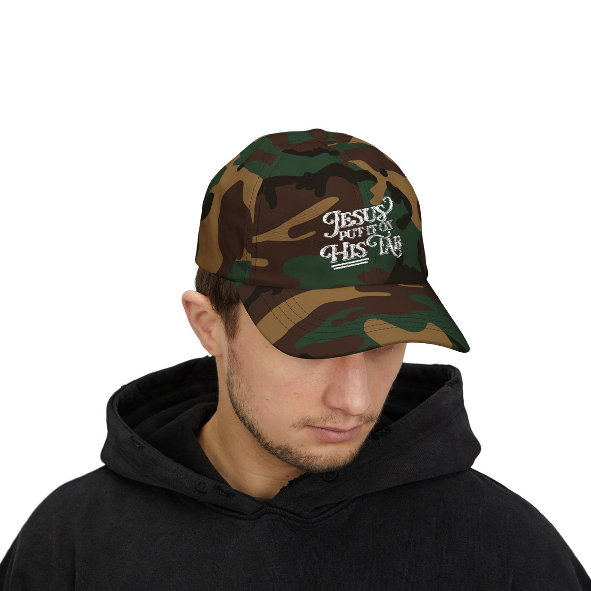 Jesus Put It On His Tab White Embroidered Christian Dad Cap Baseball Hat