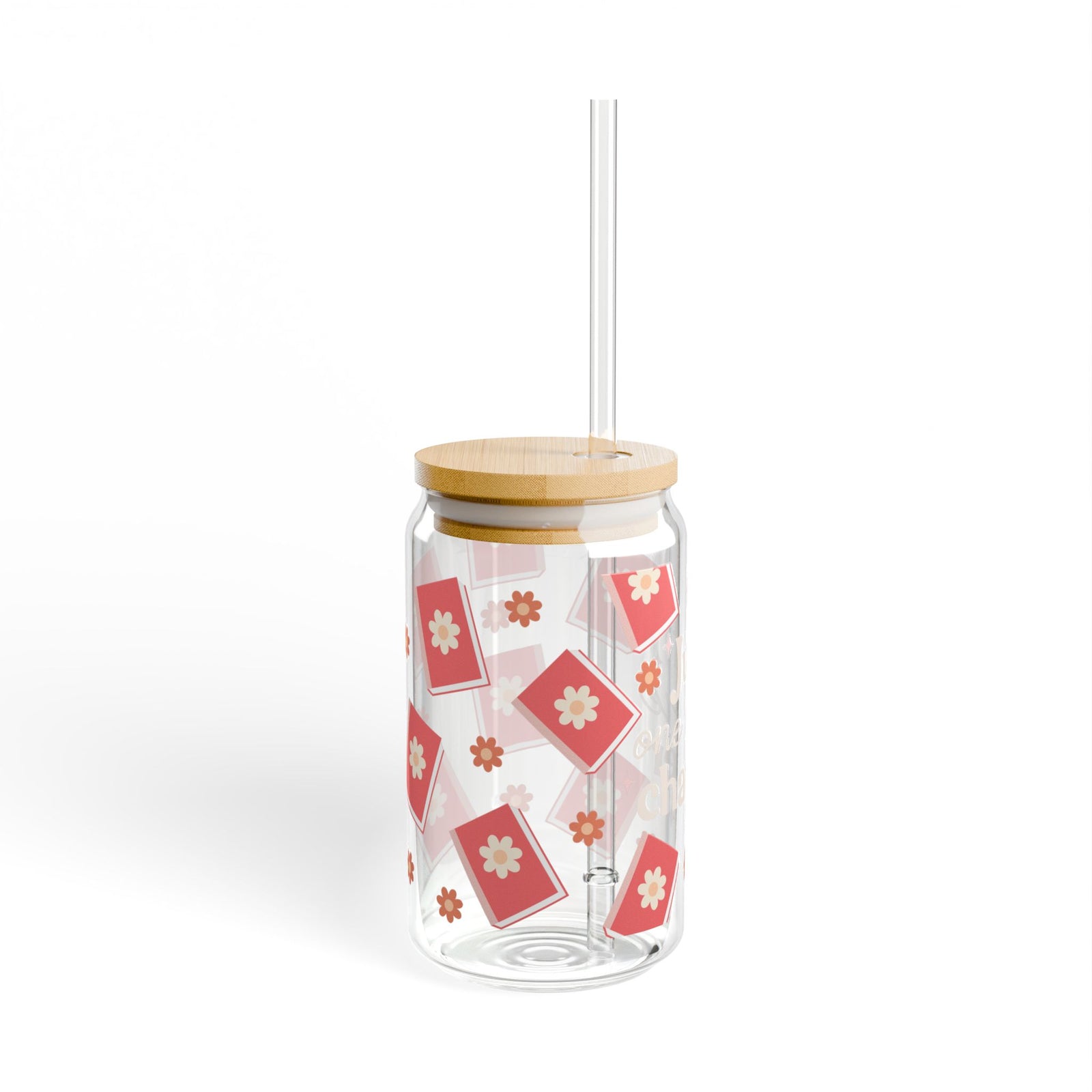 One More Chapter Tumbler Sipper Glass 16oz — Reusable Drink Jar with Lid & Straw
