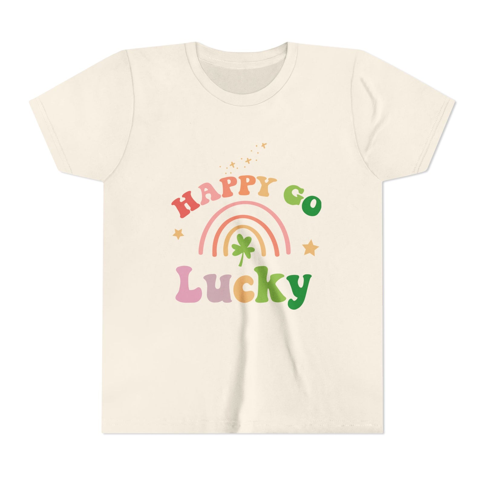 Happy Go Lucky Rainbow Shamrock Youth Tee Cute St. Patrick's Day Kids T-Shirt