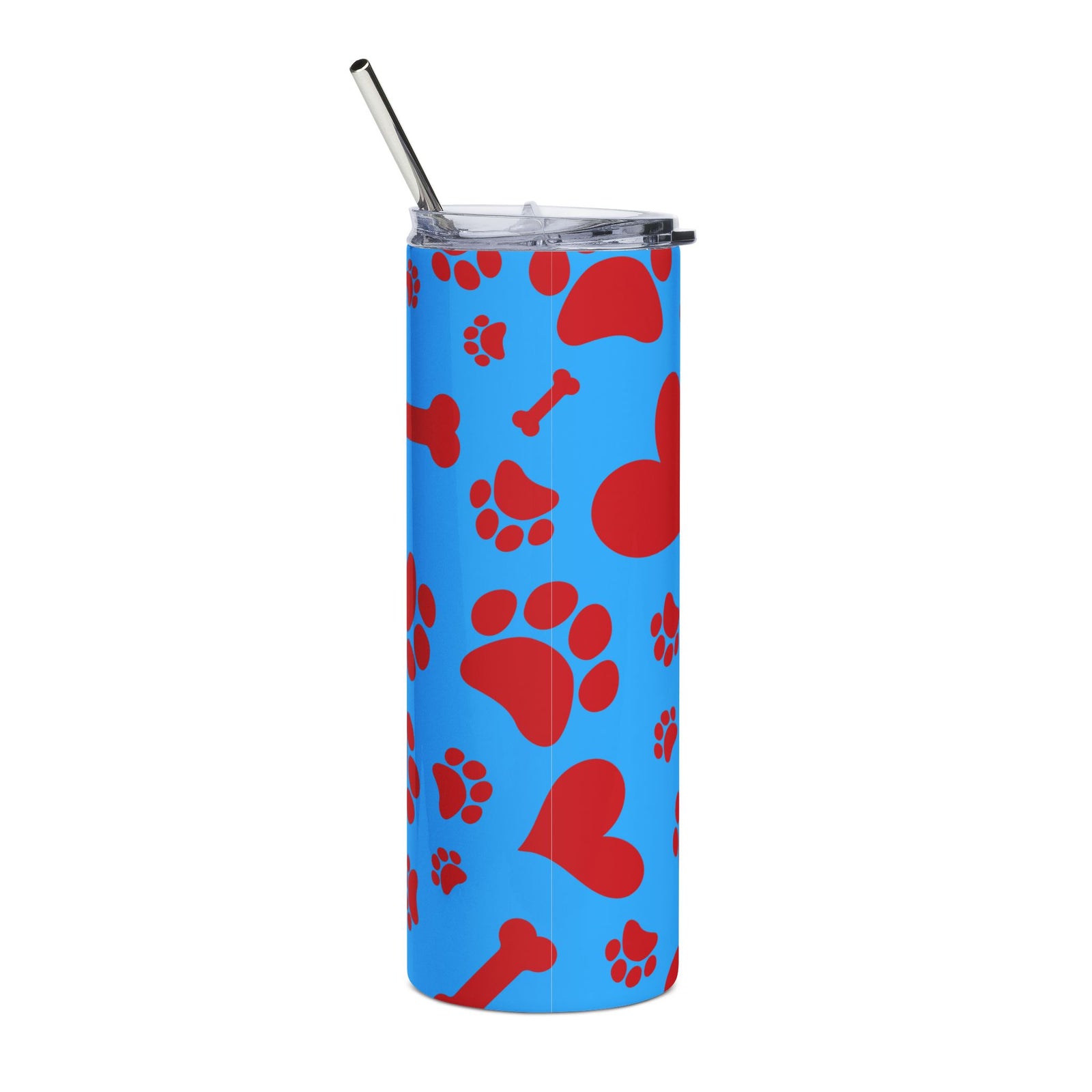Paw Print Red & Blue 20oz Stainless Tumbler Insulated Travel Cup - Sydney So Sweet