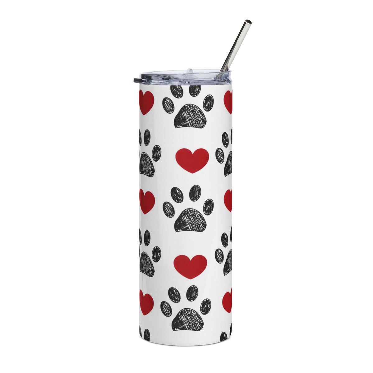 Paw Print Red & Black 20oz Stainless Tumbler Insulated Travel Cup - Sydney So Sweet